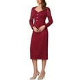 thumbnail image 4 of INSPIRE CHIC Women's Lace Formal 2 Pieces Suits Outfits Sweetheart Neck Peplum Top Elegant Cocktail Skirt Sets XL Burgundy, 4 of 6