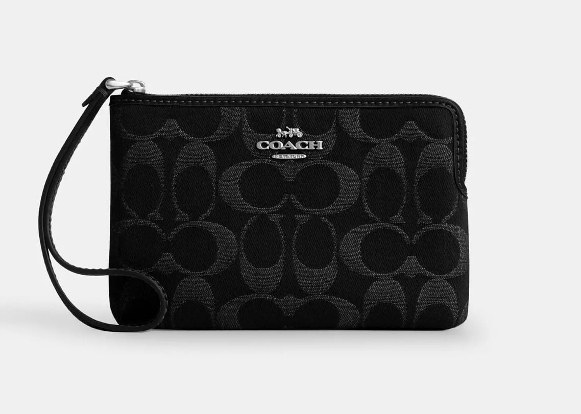 COACH Women's Smooth Leather Slim Accordion Zip Black CH822-B4/BK