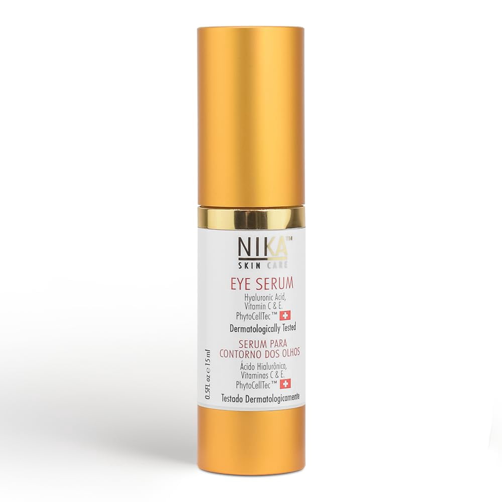 NIKA SKIN CARE - Eye Serum with Vitamin C & E, Hyaluronic Acid, Caffeine, and Swiss Apple Stem Cells - Day & Night