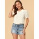 thumbnail image 3 of Blusa Allegra K Con Volantes En la Manga y Cuello Peter Pan Floral Blanco M, 3 of 6