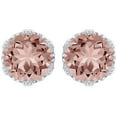 thumbnail image 3 of Rosec Jewels Solitaire Morganite Stud Earrings for Women in Crown Setting (6 mm, 1.50 CT), 925 Sterling Silver, 3 of 8