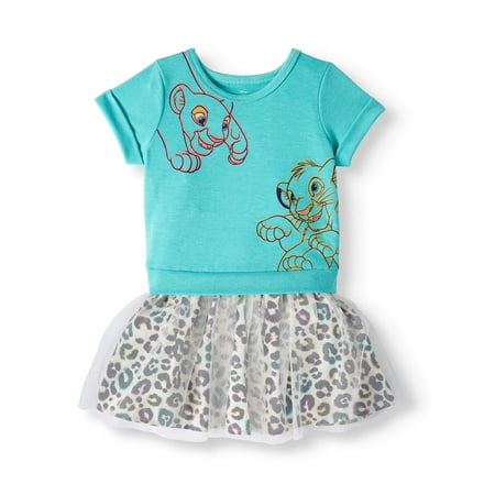 The Lion King Short Sleeve Dress with Animal Print Skirt (Toddler Girls)