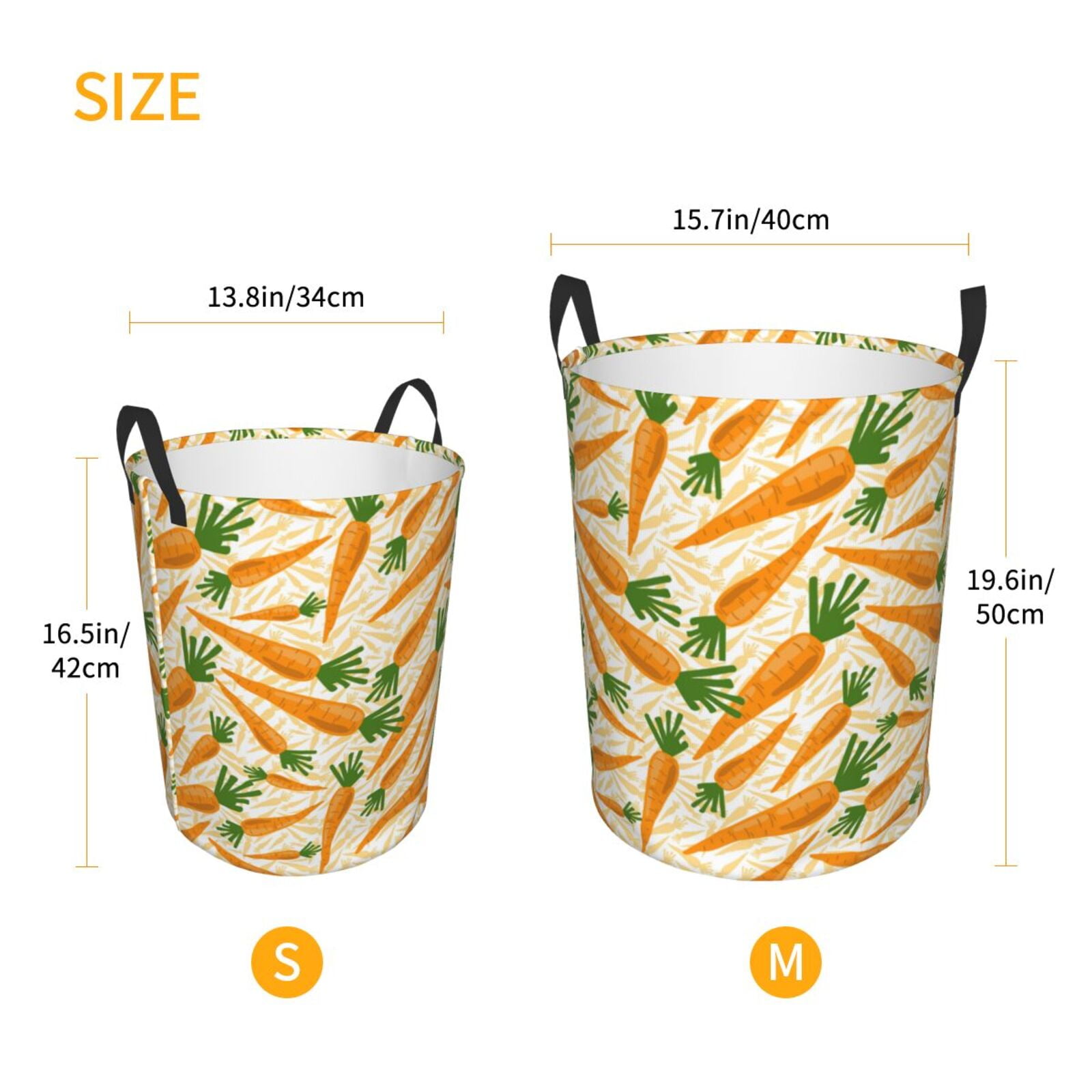 Large Laundry Basket with Handles - Carrot Pattern Kids Baby Dirty Clothes Laundry Hamper for Bedroom Aesthetic