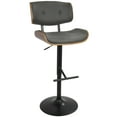 thumbnail image 2 of Lombardi Mid-Century Modern Adjustable Barstool in Walnut with Grey Faux Leather by LumiSource, 2 of 8