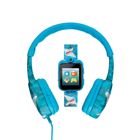 iTech Junior Boys Headphones & Smartwatch Set - Blue Shark 900291M-40-K01