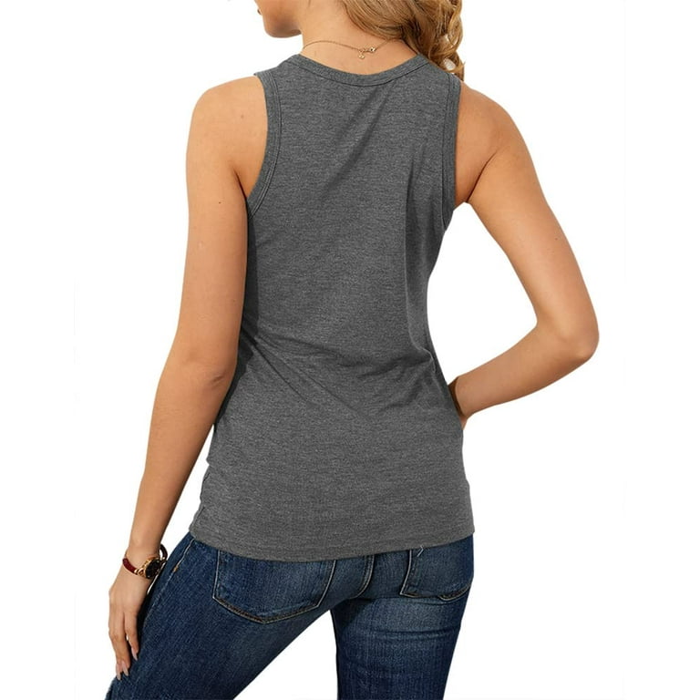 Sherrylily Womens Crew Neck Tank Tops Casual Loose Fit Sleeveless Shirt  S-2XL