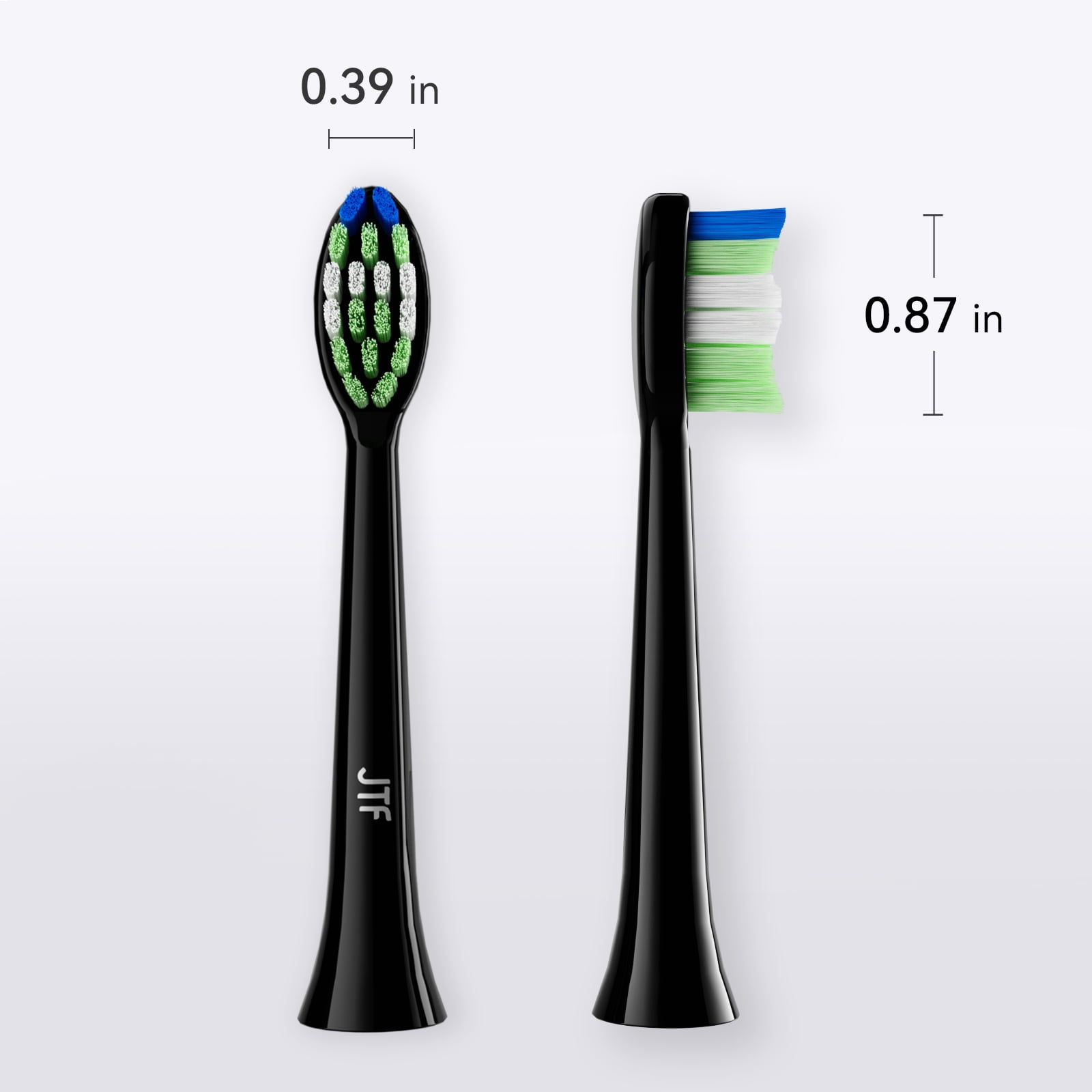 JTF Sonic Smart Toothbrush Genuine Standard Brush Heads, 4 Pack, Black, P200