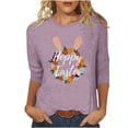thumbnail image 2 of Raeneomay 3/4 Length Sleeve Womens Tops Women Fashion Easter Printed T-Shirt Blouse Round Neck Casual Tops, 2 of 6