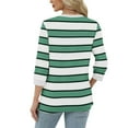 thumbnail image 5 of Bmawag Womens Shirts Plus Size 3/4 Sleeves Crew Neck Striped Lightweight Tops Blouses Casual Loose Women's Trendy Fashion T-Shirts Green L, 5 of 6