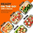 thumbnail image 4 of NutriChef 5-Piece Food Storage Containers - 35.86 oz Stackable Superior Premium Glass Meal-prep w/ Airtight Locking Lid, BPA-Free 100% Leakproof, Freezer-to-Oven-Safe, Wave Design, Dishwasher Safe, 4 of 7