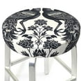 thumbnail image 3 of Lsque Artistic Black White Peacocks Pattern Round Bar chair cushion covers Velvet Fabric Premium Comfort Protects from Scratches and Stains for 14-17 Inch Chair-13 inch, 3 of 7