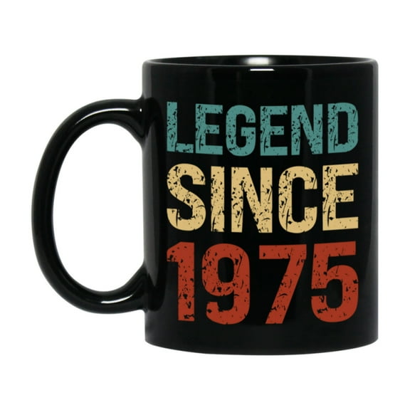 Legend Since 1975 Mug – 11oz or 15oz Black Ceramic Coffee Mug, Birthday Gift 1975 Born 1975