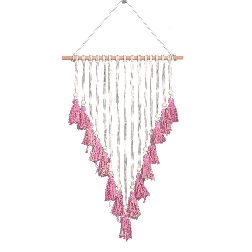 Pink Fringe Tassel Wall Art Macrame Hanging Wall Decor Rope Cord Woven Tapestry Home Decorations For Living Room Walmart Canada