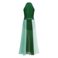 thumbnail image 6 of Aislor Women Lyrical Dance Rhinestone Sleeveless Contemporary Dancewear Mesh Split Long Dress Green M, 6 of 7