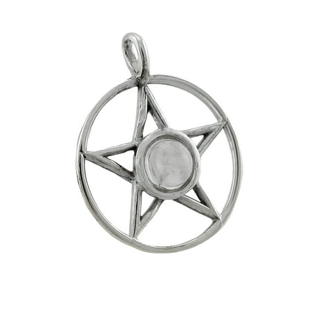 Sterling Silver Pentacle Pendant w/ Moonstone