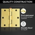 thumbnail image 6 of Design House 10-Pack 3.5" H x .125" Radius Square Interior Door Hinges, Satin Brass, 6 of 13