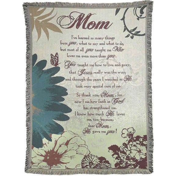 Dicksons Mom He Gave Me You Floral Green 52 x 68 inch Woven Cotton Throw Blanket