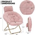 Round Folding Faux Fur Saucer Chair for Bedroom Living Room Dorm