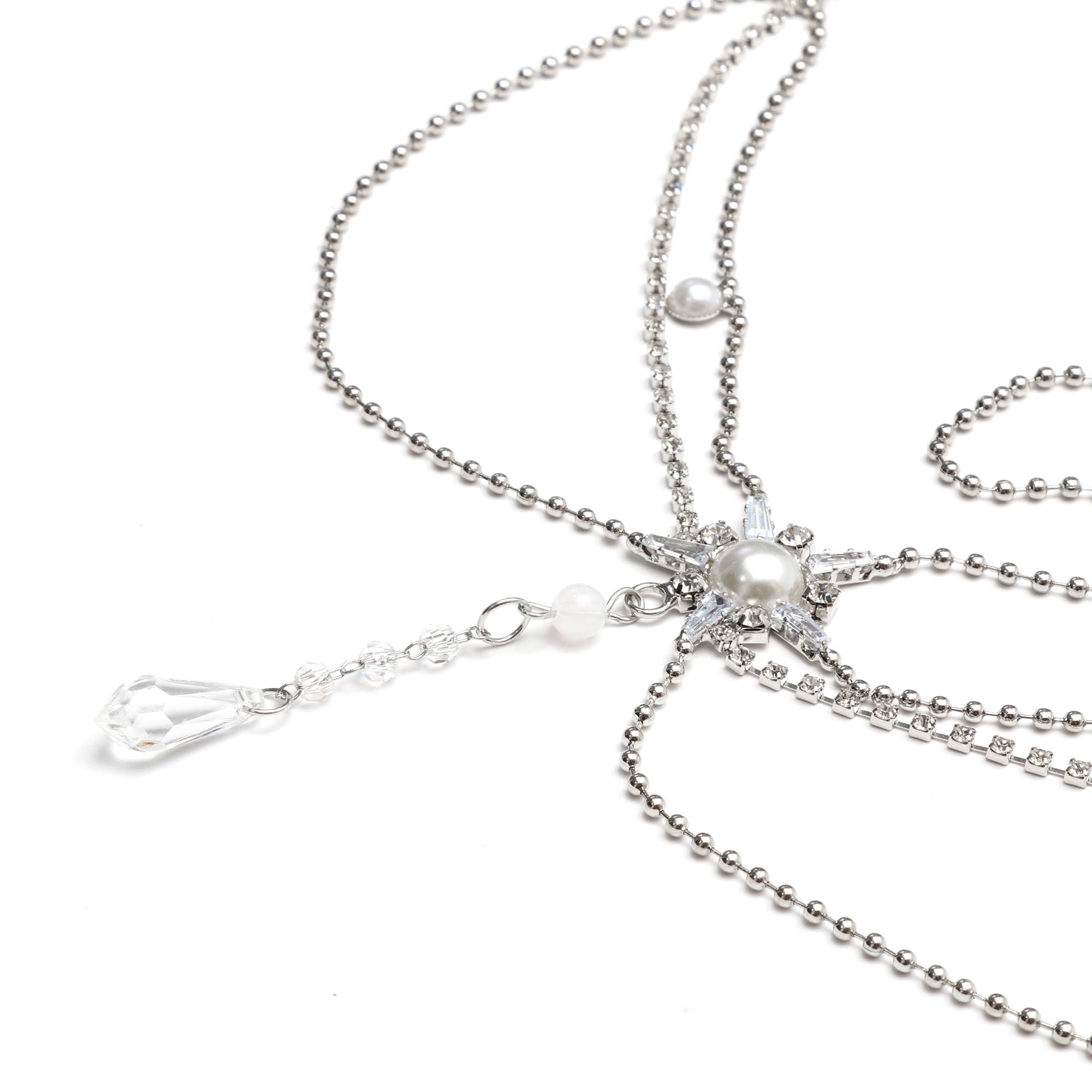 Unique Bargains Headpiece Bohemia Faux Diamond Head Chain Silver Tone 1 Pc
