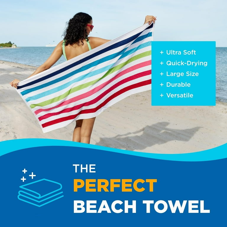 Kaufman - 30in x 60in Cabana Stripe Beach Towel - 100% Cotton