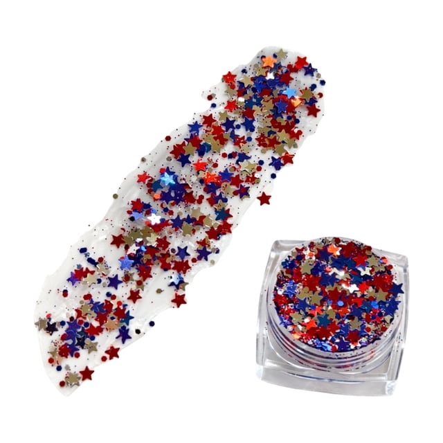 Bâton Pailleté du 4 Juillet, Paillettes Rouges Blanches et Bleues pour le Visage, Bâtons Pailletés pour les Cheveux, Paillettes Étoile de la Fête de l'Indépendance, Décalcomanies d'Ongles à Sequins du 4 Juillet Confettis Mixtes pour Femmes Filles Décoration d'Ongles pour le Corps(B)