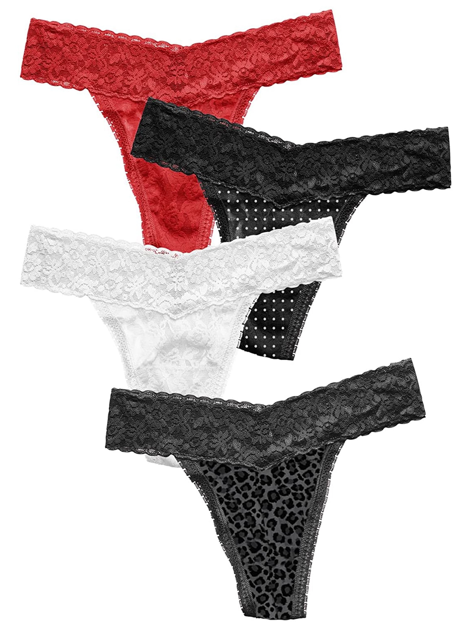 Maidenform Women’s Lace Thongs, Lingerie Panties, 4 Pack - Walmart.com