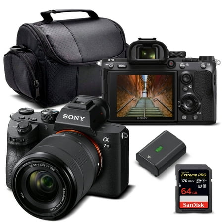 Sony Alpha a7 III Mirrorless Camera Kit with 28-70mm Lens, 64GB SD Card, Extra Battery, and Case