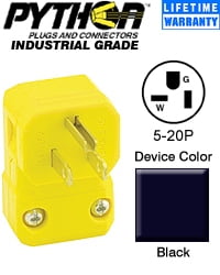 5-20P 20 Amp 125 Volt Industrial Python Yellow One Leviton 5356-VY Plug 