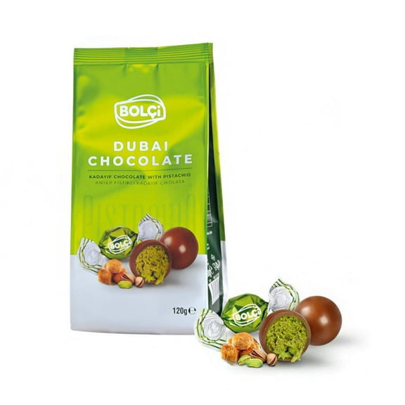 Bolchi  Dubai Chocolate Pistachio Kadayif Filled Milk Ball Chocolate 120g