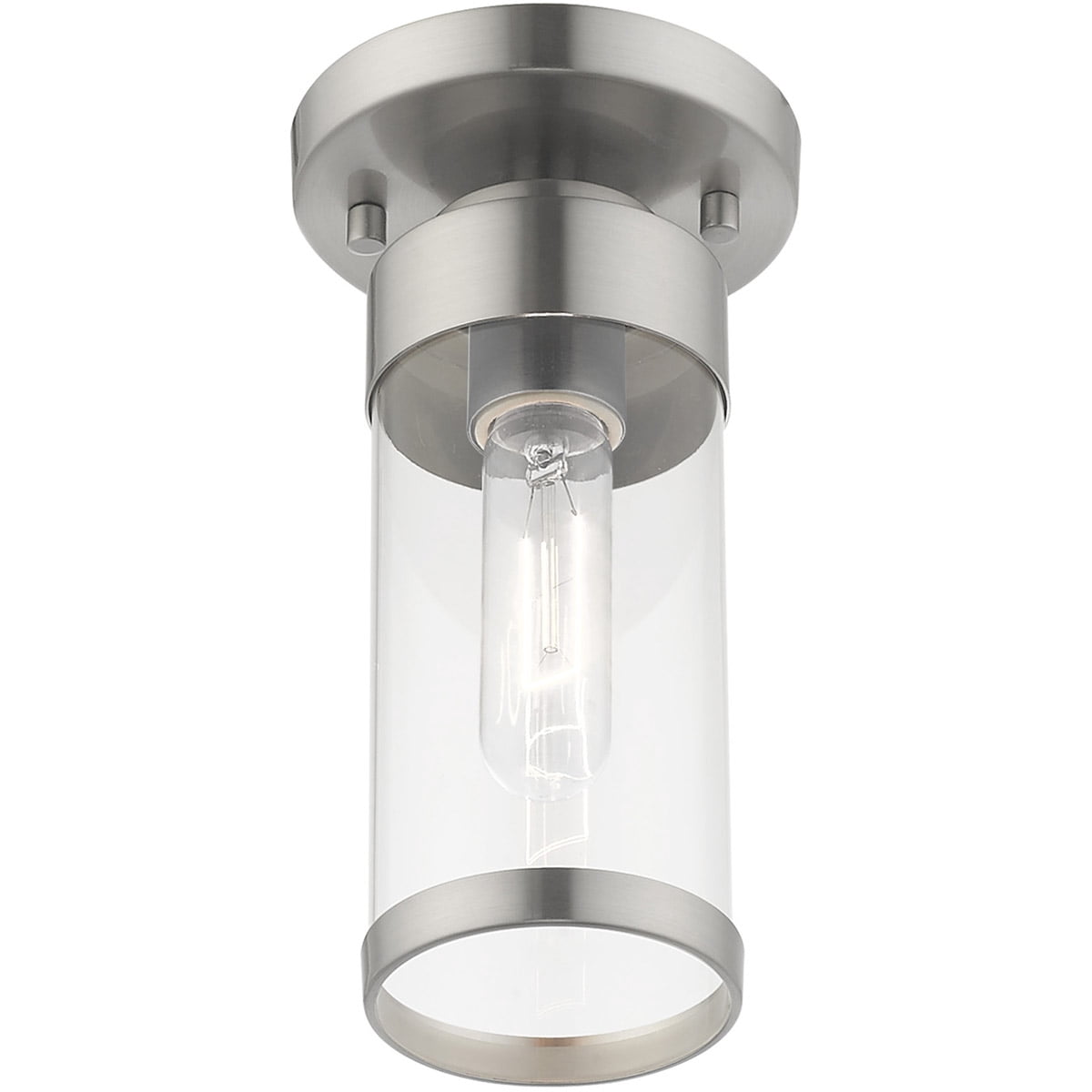1 Light Brushed Nickel Ceiling Light fixture with Clear Glass Shade