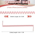 thumbnail image 2 of Uxcell 2 Pack Phone Cord for Landline, 6.6 Feet(Coiled 1.3 Feet) RJ9/RJ10 4P4C Landline Handset Cord Universal Telephone Phone Cable for Telephone Handset Accessory, Pink, 2 of 6
