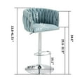 thumbnail image 6 of IVV Modern Swivel Bar Stools Set of 2, Height-Adjustable Fabric Upholstered Stools with Woven Back, Kitchen Island Counter Chair with Chrome Base, Blue, 6 of 8