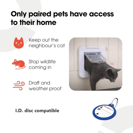 Cat Mate Elite I.D. Disc Cat Door for Entry and Exit Control with Timer Control - White
