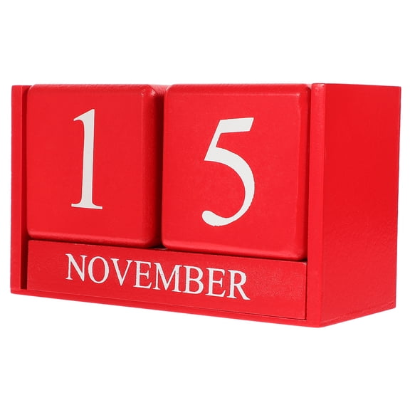 Red Perpetual Desk Calendar for Office and Home, Year-Round Date Reminder, Stylish Table Decor Accessory