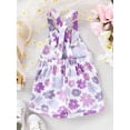 thumbnail image 3 of Suagox Toddler Girls Overalls Flower Print Sleeveless Straps Buttons Pockets Shortall Summer Kids Romper Jumpsuit for 6-24 Months and 2-4 Years Old Baby, 3 of 10