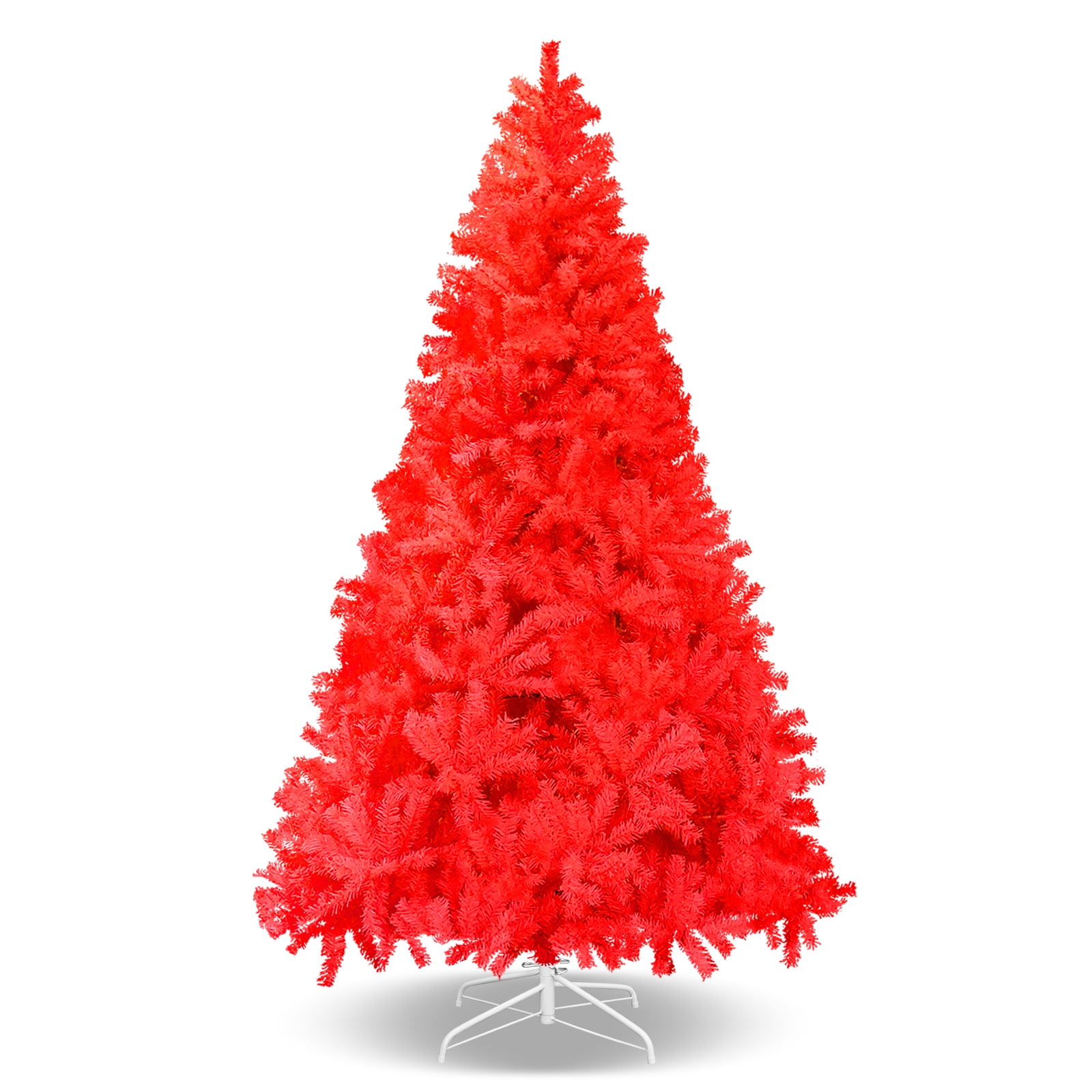 YardGrow 5/7/7.5' Red Hinged Christmas Tree Artificial Full Fir Tree