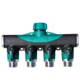 thumbnail image 1 of Divisor de manguera de 4 vías, válvula de agua resistente de 4 vías para babero de grifo de espiga, conector de mangueras de jardín Premium, cuatro salidas con válvula de encendido y apagado, 1 of 5