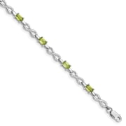 Sterling Silver Bracelet Gemstones August Women's Peridot Round 4 mm 7 in