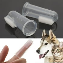 Dog Toothbrush Kit with Finger Brush for Pets, Teeth Cleaning Kit for Dogs and Cats, Soft Finger Brushing for Oral Care, Transparent Box for Storage