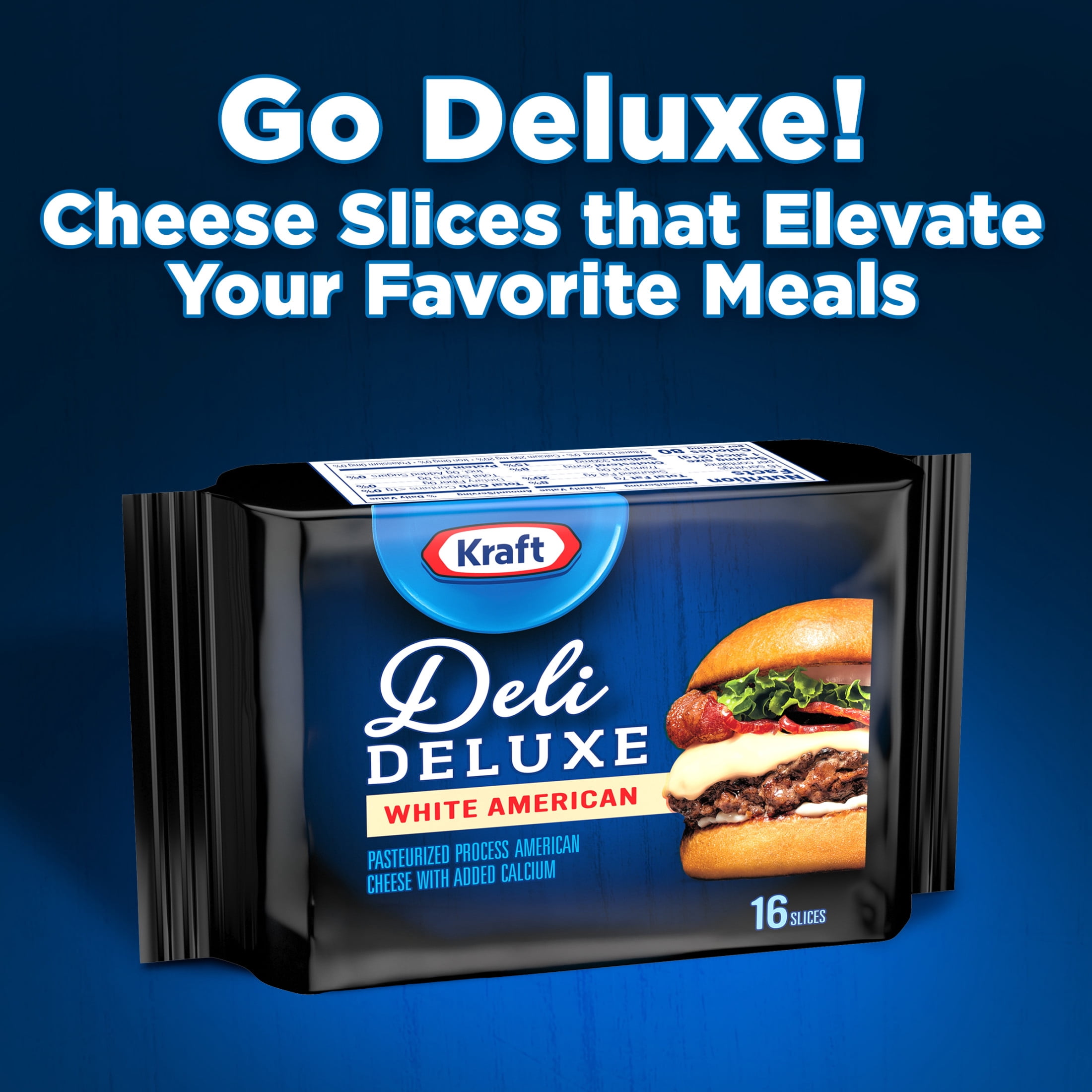 Kraft Deli Deluxe White American Cheese Slices, 12 oz Pack, 16 Slices