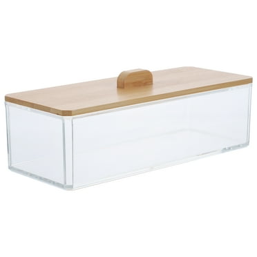 LOLIPPYY Acrylic Napkin Holder with Bamboo Lid for Bathroom and Dining Table