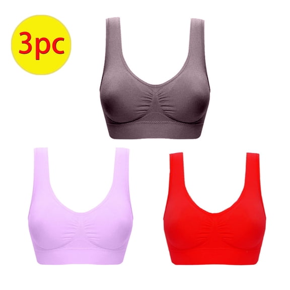 Women Bras Plus Size Bras Padded Seamless Sleepwear Yoga Bra Wireless Underwear Wireless Bras for Women Red L