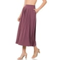 thumbnail image 2 of Niobe Clothing Womens Mid Calf Pleated Midi Swing Skirt High Waist A-Line, 2 of 5