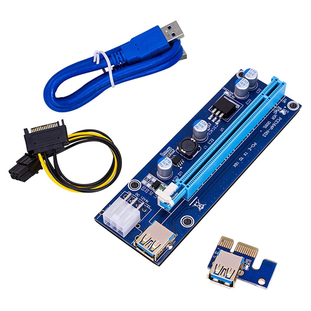 WinnerEco PCI-E1X to 16X Extender Riser Card 6Pin DC-DC USB3.0 Cable for Building Mining Rig Miner USB Extension Cable 