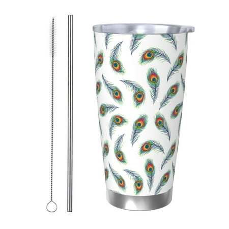 

Qekee Colorful Grass Print 20OZ Car Cup Stainless Steel Vacuum Insulated Tumbler Tumbler Cup With Lid And Straw Travel Coffee Mug-Straw Two-piece Set
