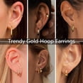 thumbnail image 3 of Pendientes tipo argolla Yesteel Gold chapados en oro de 14 quilates para mujer, 3 of 7
