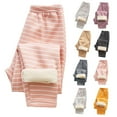 thumbnail image 2 of Utoimkio Boys Girls Winter Fleece Lined Pajama Pants Comfy Thermal Thickened Striped Pjs Bottoms Kids Home Lounge Sleepwear, 2 of 3