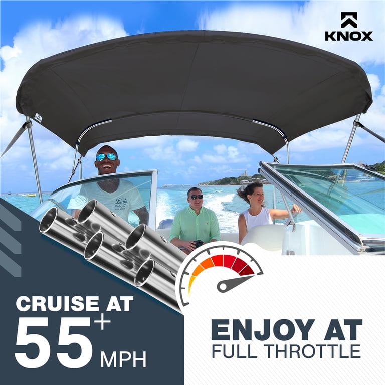 3 Bow Bimini Top For Boat - 54"x6'x79-84", Gray 600D Fabric, Aluminum Frame, Includes Storage Boot & Rear Poles