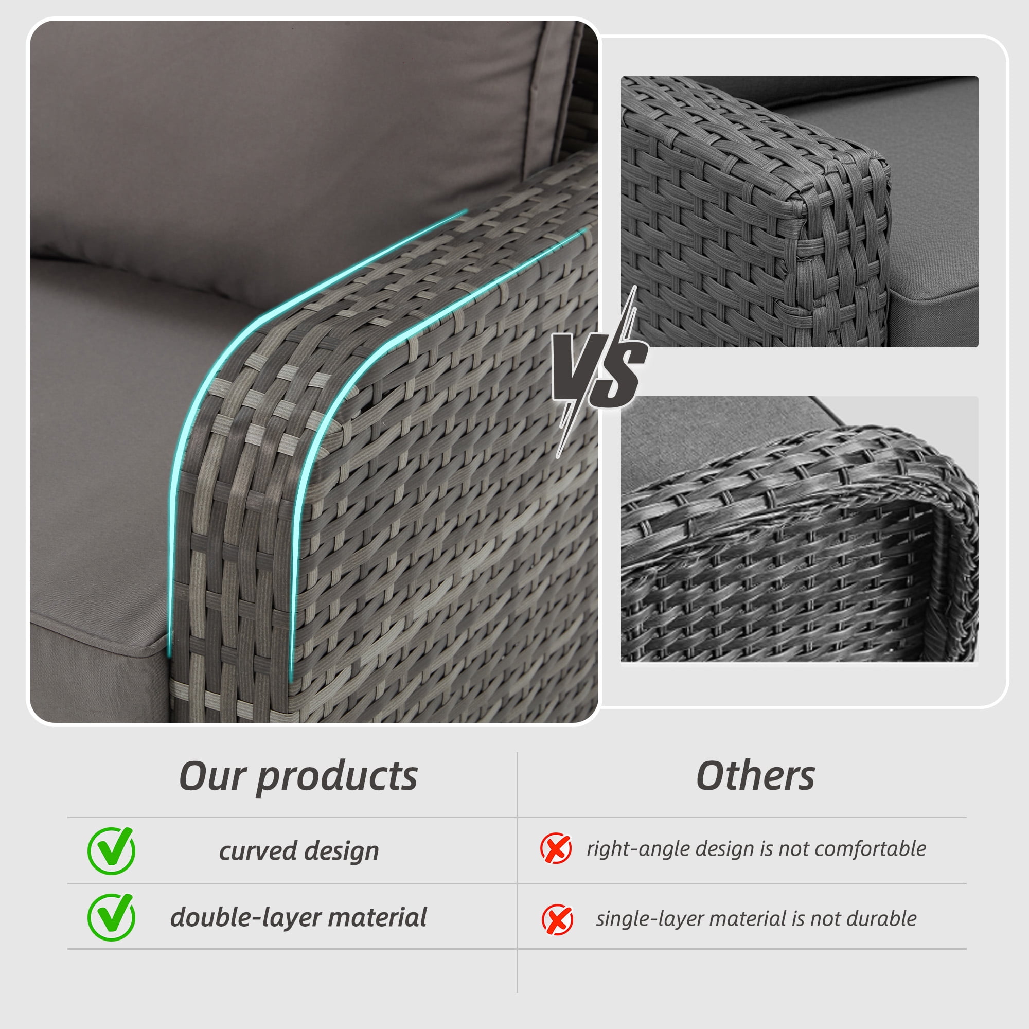 Homrest 3 Piece Outdoor Swivel Chairs -All Weather Wicker Patio bistro table and chairs set of 2 Small Patio Furniture Set for Balcony Porch Deck Backyard (Grey)