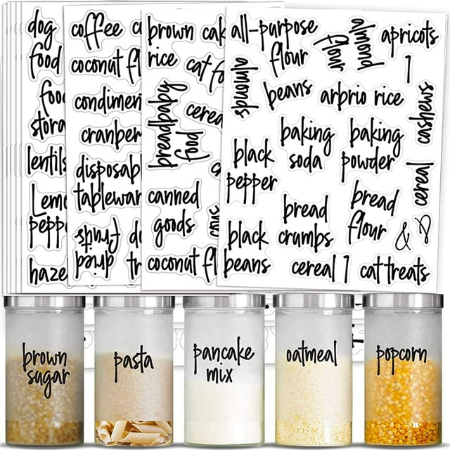 Home Organization Labels,168PCS Food Label Stickers, Preprinted Label Stickers for Kitchen Pantry Storage and Cleaning,Water & Oil Proof Pantry Label Stickers for Jars, Canisters,Boxes,Bins, Black